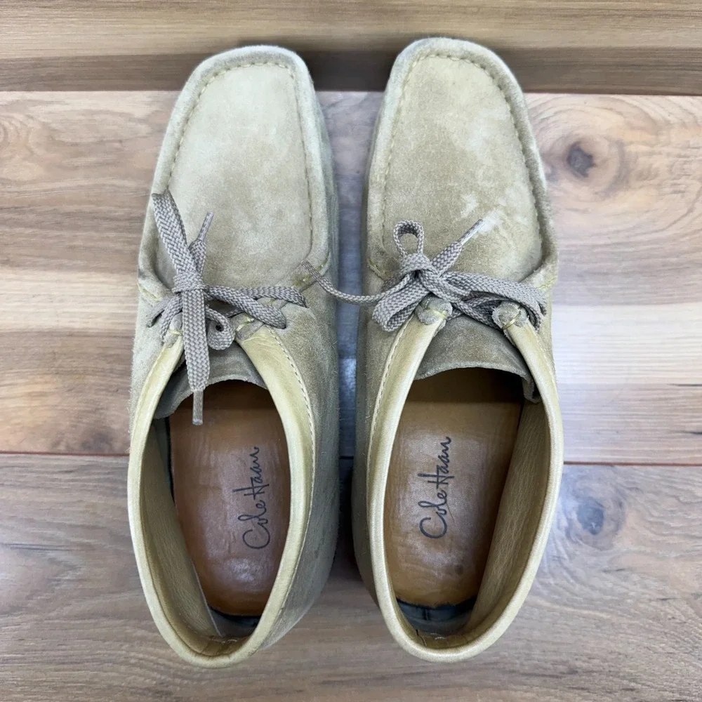 Cole Haan Wallabee Boots Mens 7.5 Beige Suede Lace Up Crepe Sole‎